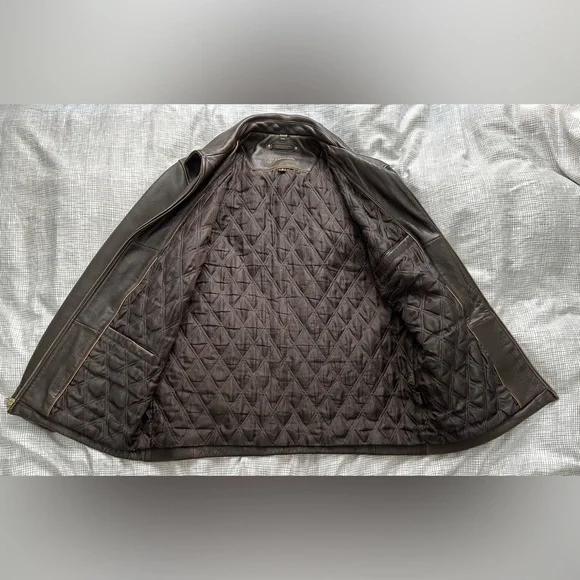 St. John's Bay Vintage Dark Brown 100% Leather Jacket - Picture 4 of 16